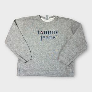 Vintage Tommy Jeans USA Sweatshirt Logo 
Crewneck Gray L Women’s 90s Y2K